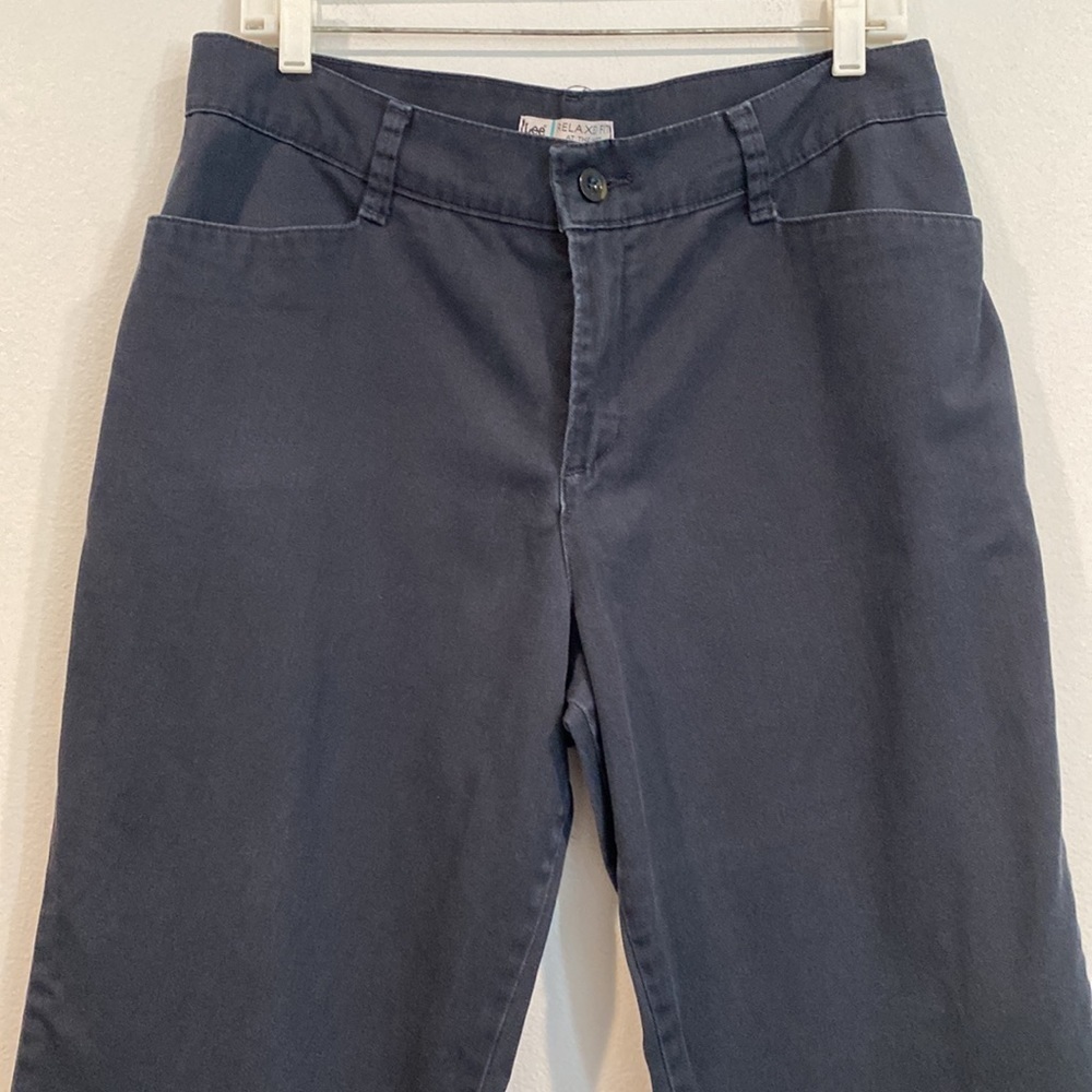 Lee Relaxed Fit At the Waist Navy Straight Leg Pants - Size 14 Petite - Picture 2 of 6